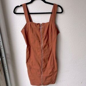 Burnt Orange Mini Zip Dress